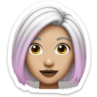 Pink skin woman with white hair and black horns sticker