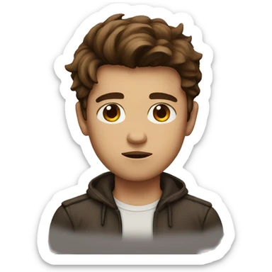 mean boy with brown hair sticker