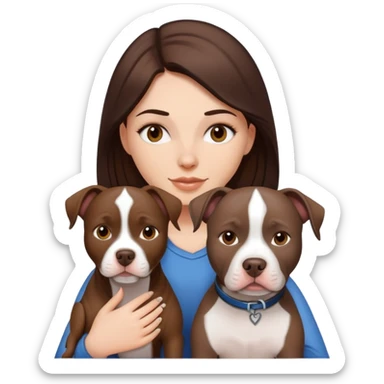 White girl with dark  brown hair with her pitbull dog sticker
