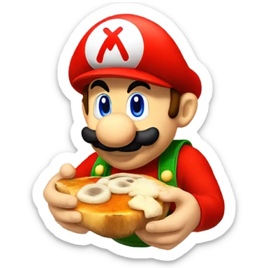 Mario eating mushrooms  sticker