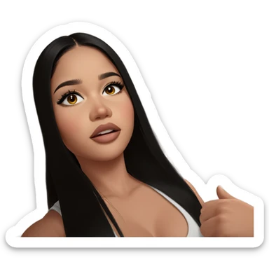 black haired girl portrait sticker