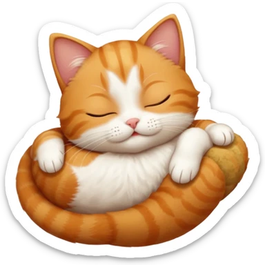 ginger and white small cat in funny positions upside down with eyes closed sticker