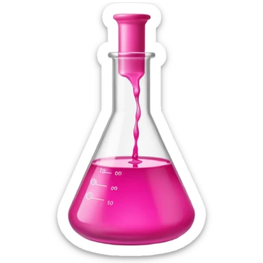 Miniatura de un frasco de laboratorio o un tubo de ensayo elegante con un líquido rosa vibrante, sobre una superficie de mármol. Iluminación de estudio. Estilo sofisticado sticker