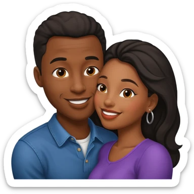 black boyfriend kissing black girl sticker