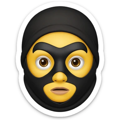 Yellow circle with no eyebrows but brown eyes and mouth being a robber sticker