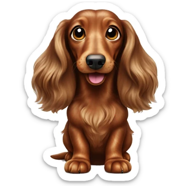 cheerful long-haired brown marble dachshund in full height on the side sticker