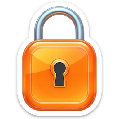 Holographic and glassmorphic orange lock sticker