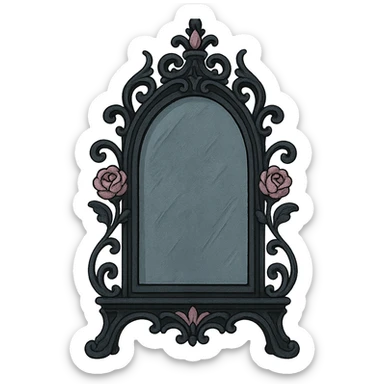 gothic mirror, black and pink sticker