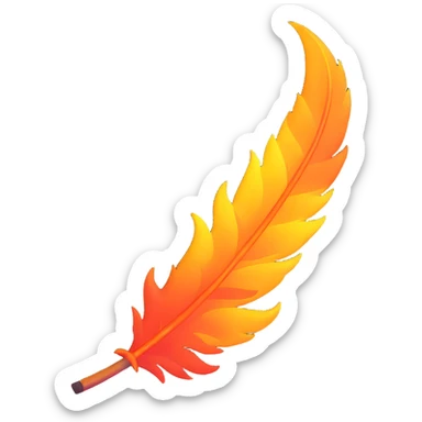 a single phoenix feather engulfed in fire, glowing embers, fantasy style sticker