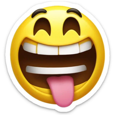 1 yellow smiley with a big closed mouth smile and tongue out the side of the mouth. yummy concept sticker