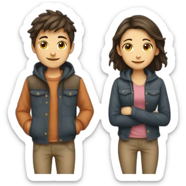 Generate an emoji of two friends boy and girl  sticker