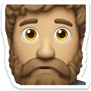 man head, angry eyebrows, scruffy brown hair, beard sticker