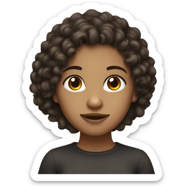 pretty girl with curly dark brown hair  sticker