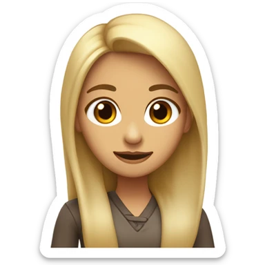Chica con  pelo largo rubio y marrón  y ojos de color marrón  sticker