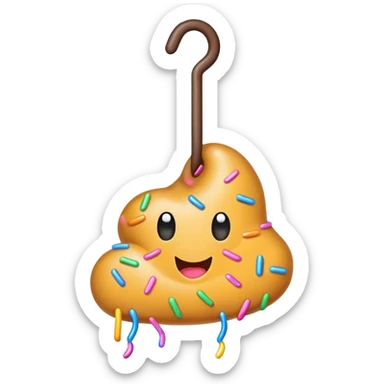 a poo with sprinkles and a hanger sticker