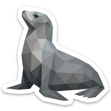 polygonal seal, low-poly polygonal illustration sticker
