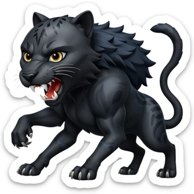 A black panther killing a wolf sticker