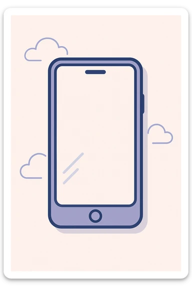 smartphone viewed from above, blank screen, subtle reflection, modern style, simple design sticker