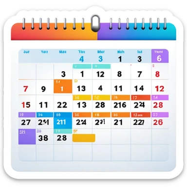 Wall calendar with a month view showing events and appointments sticker