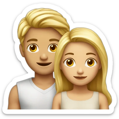 Couple blond et brun enfant sticker