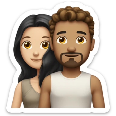 white boy with black hair and goatee and girl with long brown hair and light brown skin sticker