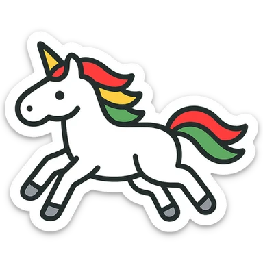 Change the background to pale mint green behind the running unicorn icon, keeping the rest of the design unchanged, logo style. sticker
