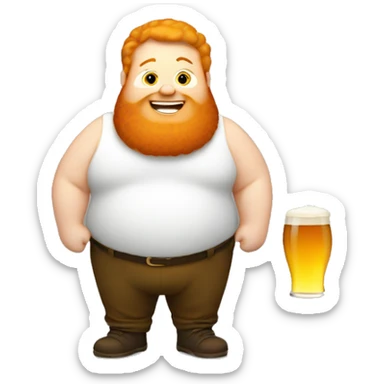 Fat ginger guy with a beer sticker