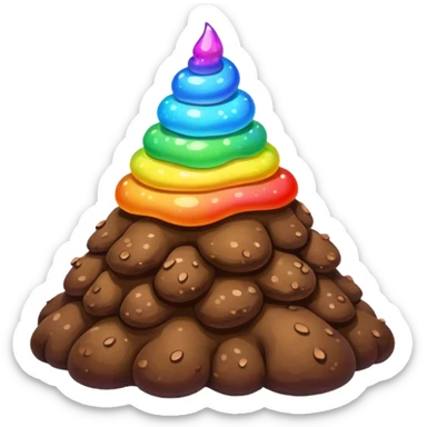 pile of poo with a rainbow aura, bright and whimsical sticker