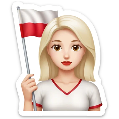 woman with poland flag sticker