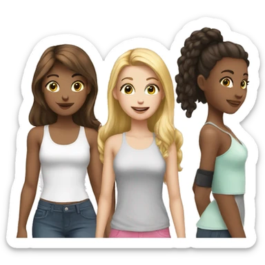 white teen girl talking with popular girls  sticker