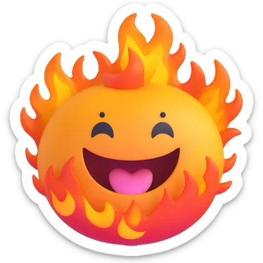 stomach with flames inside, 3D emoji style sticker