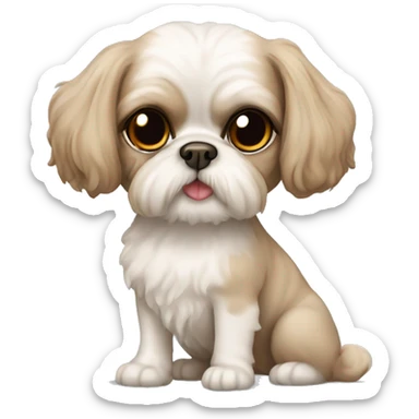Beige shih tzu dog and beige Devon Rex cat  sticker