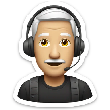 white bold man with ear and headset sticker