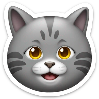 Cat grey smiled face fat  sticker