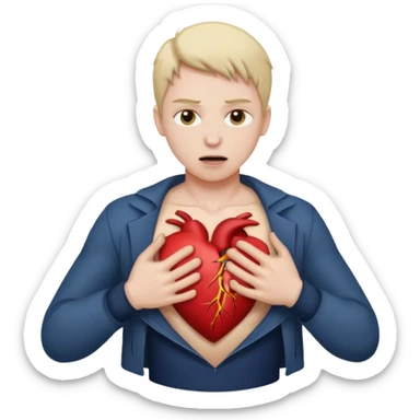 Rip heart out of chest person sticker