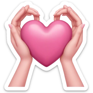 heart with hands, pink heart in middle sticker
