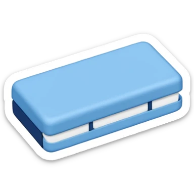 A single rubber white eraser with dark blue and light blue wrap sticker