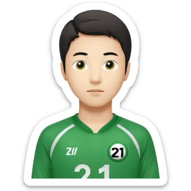 llustrate Cho Sang-woo (Player 218) in green tracksuit with the number 218 bold on the chest & sleeves. sticker