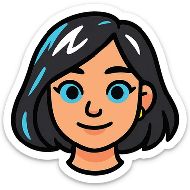 Remove the white outline around the edges while preserving the original style and colors. Make the character look slightly more informal by adding painted white strands of hair and a nose piercing, without changing the illustration style. sticker