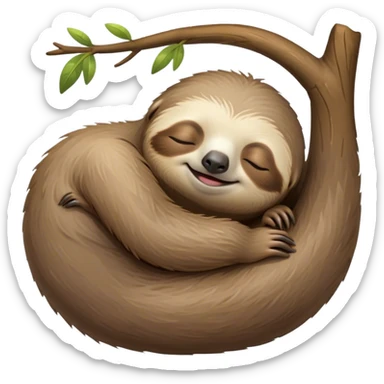 Meme-Worthy cute Sleeping Sloth Portrait Emoji, Head resting peacefully with a contented smile, showcasing a luxuriously soft, fuzzy form and eyes gently closed in serene slumber, Simplified yet comically adorable features, highly detailed, glowing with a soft, drowsy glow, high shine, relaxed and utterly lovable, stylized with an air of playful laziness, bright and heartwarming, soft glowing outline, capturing the essence of a sleeping sloth that feels destined to become the next viral icon of adorable rest! sticker