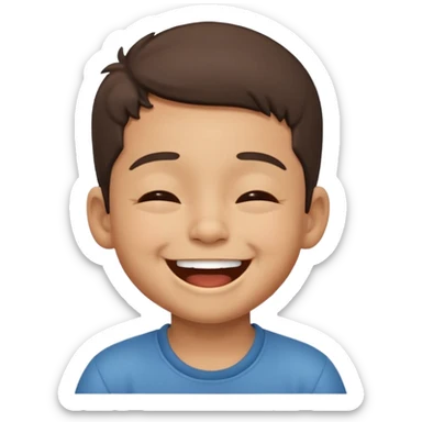 latino little boy laughing with closed eyes sticker