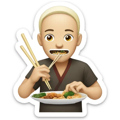 Person eating Asian food but can’t use chopsticks sticker