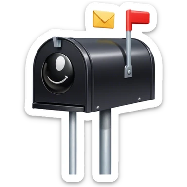 Mailbox with a black sphere inside. The black sphere has a fuse sticker
