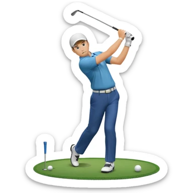 Animation of a golfer hitting a ball sticker