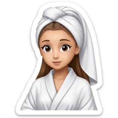 ariana grande in bath robe with hair towel sticker