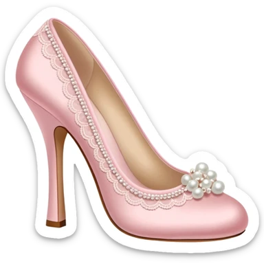 baby pink heel shoe with pearls and lace sticker