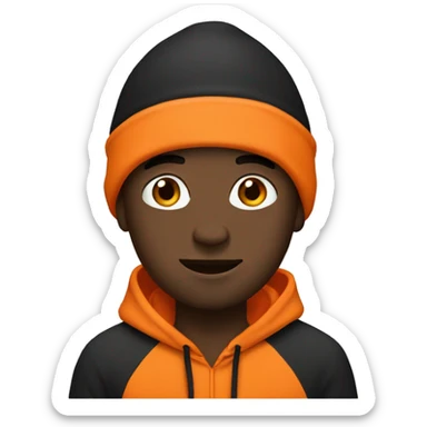 black man in orange hoodie and black beanie sticker