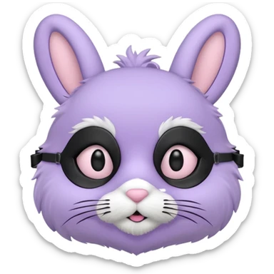 bunny face in a pastel lavender ski bank robber mask  sticker