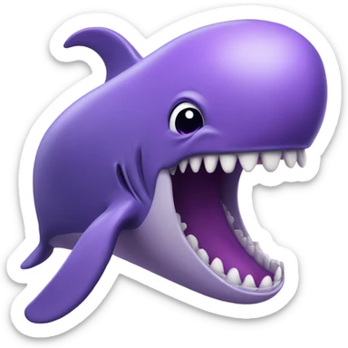 purple whale front with open mouth sticker