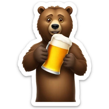 grizzly bear holding a pint of beer sticker